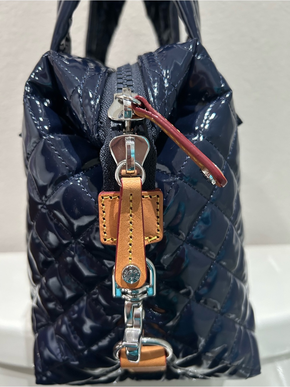 MZ Wallace Quilted Patent Cross Body Deep Navy - Picture 3 of 9
